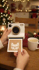 A stencil card sliding into the Latte Camera.